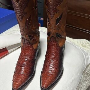 Brown Leather Western Boots rattlesnake